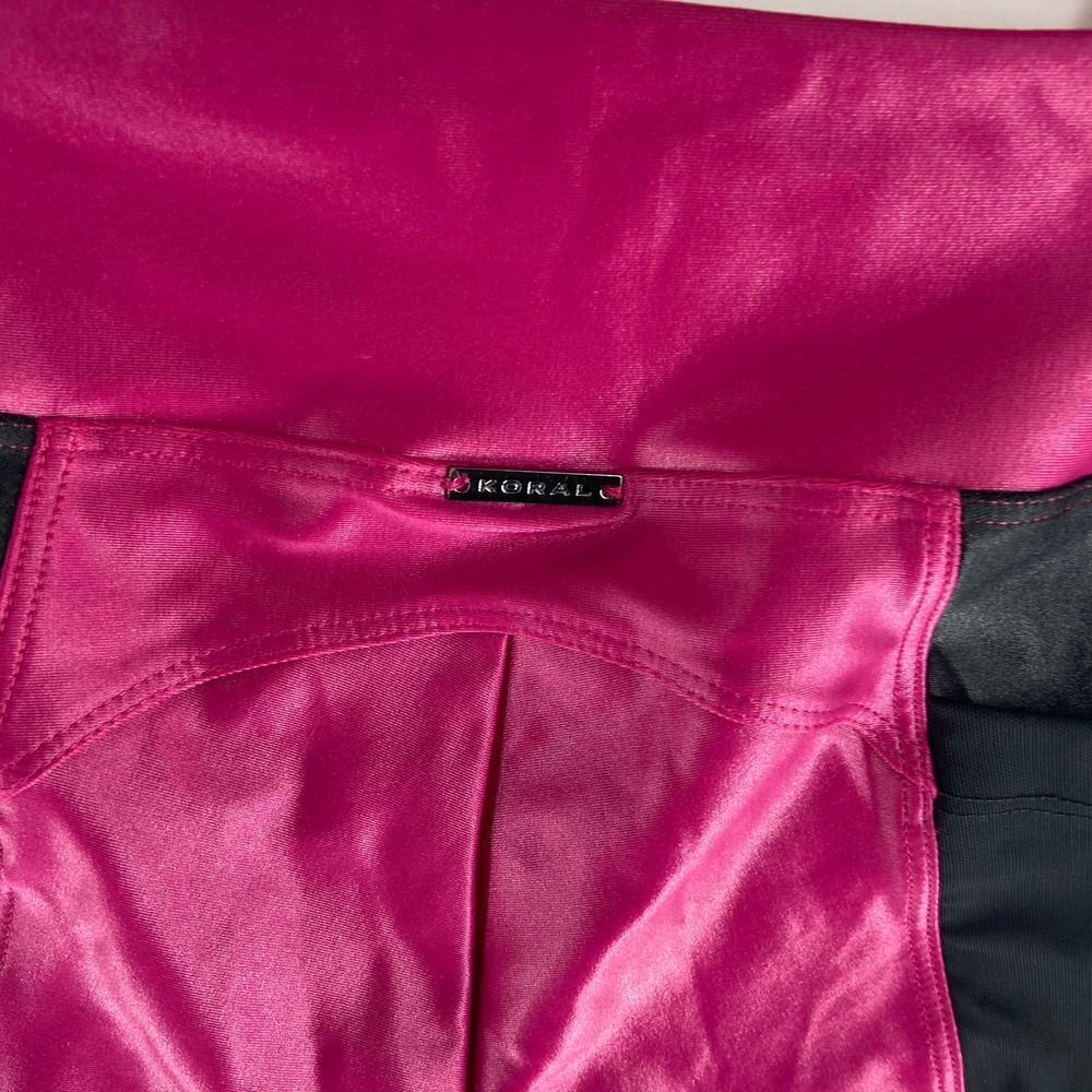 Koral Pink Black Shiny Full Length Legging Pocket Womens small - Picture 7 of 8